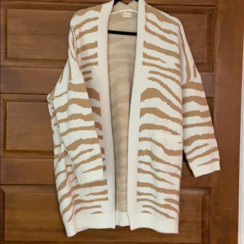 Animal print cardigan.